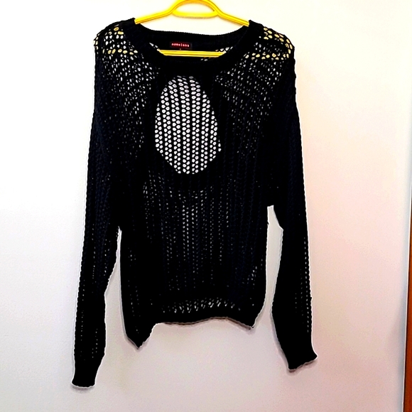 Black fishnet knit sweater, Nameless. - Picture 1 of 4